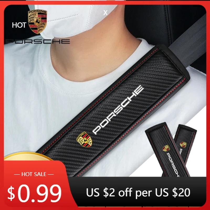 

Наклейка на автомобиль для Porsche, 2 шт., накладки на ремни безопасности, защитные подушечки из углеродного волокна для Porsche Cayenne, Panamera, Macan 9