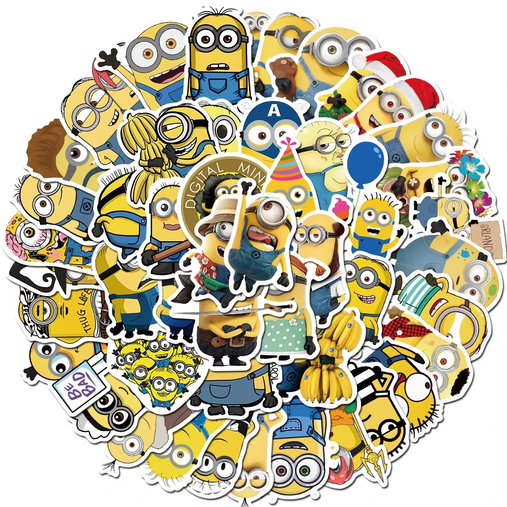 50pcs Cute Cartoon The Minions Graffiti Stickers DIY Car Luggage Laptop Skateboard Gift Journal  Wholesale Stickers Toys