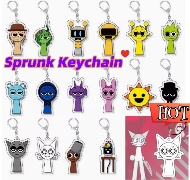 22 Full Character Animation Peripheral Popular Game Sprunk Character 5cm Acrylic Keychain School Bag Mobile Phone Pendant Gift