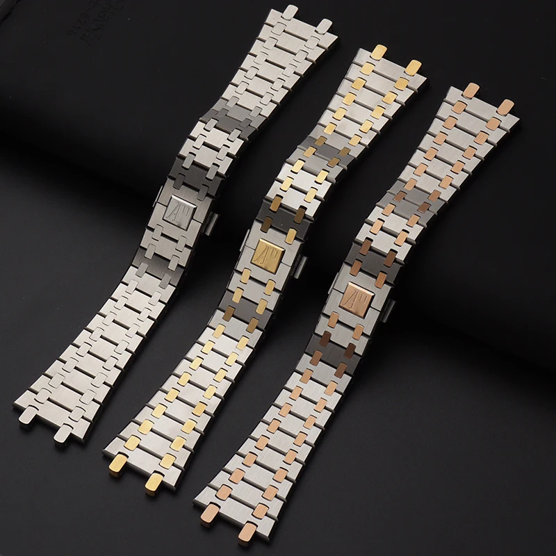 for Audeube AP Royal Oak Stainless Steel watch strap 26331/15400/15500 series solid stainless steel steel chain 21/26mm