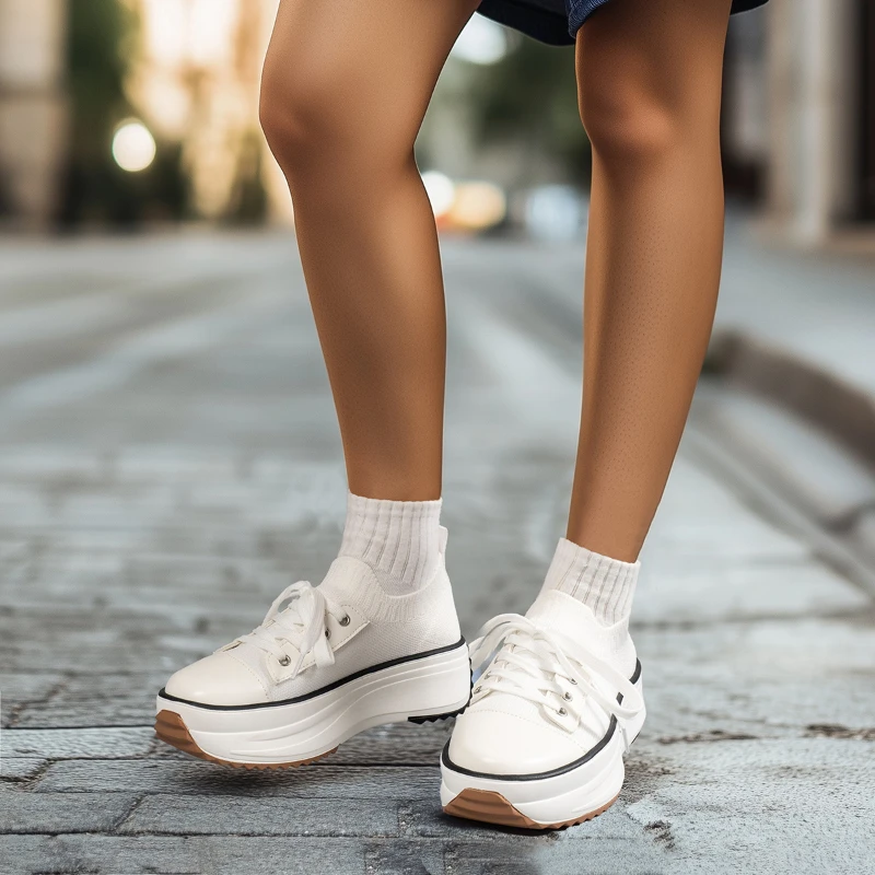 European and American New Fashionable Vulcanized Shoes Casual Canvas Shoes Fly Knitting Rocking Sole Single Shoes