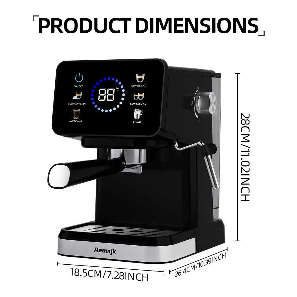 SZWDSE Halbautomatische Espressomaschine mit integriertem Milchaufschäumer. Temperaturregelbar, Cappuccino H13 Espressomaschine, 20 bar Druck, ideal für die Zubereitung von Cappuccino und Latte zu