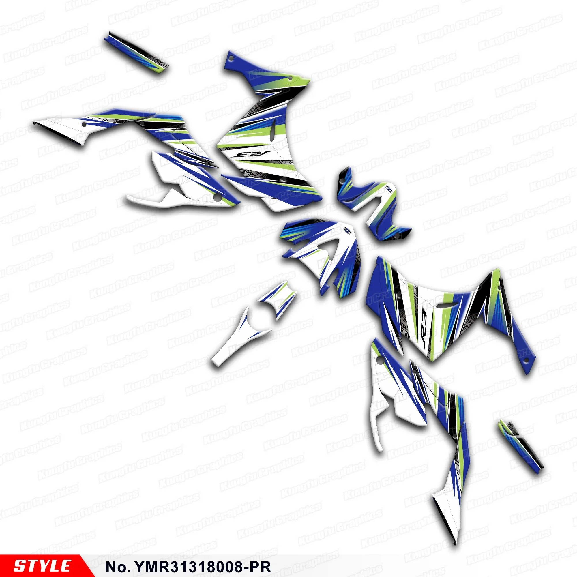 

JY RACING Graphics Decal Kit Adhesive Sticker for Yamaha YZF-R3 2013 2014 2015 2016 2017 2018, YMR31318008-PR