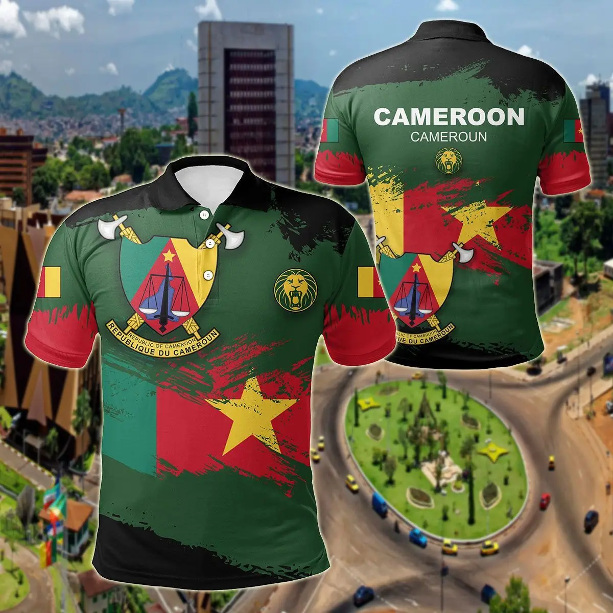 Cameroon Flag & Coat of Arms Customized Polo Shirts Summer Casual Streetwear Men's Fashion Loose Jersey Plus Size Sportswear