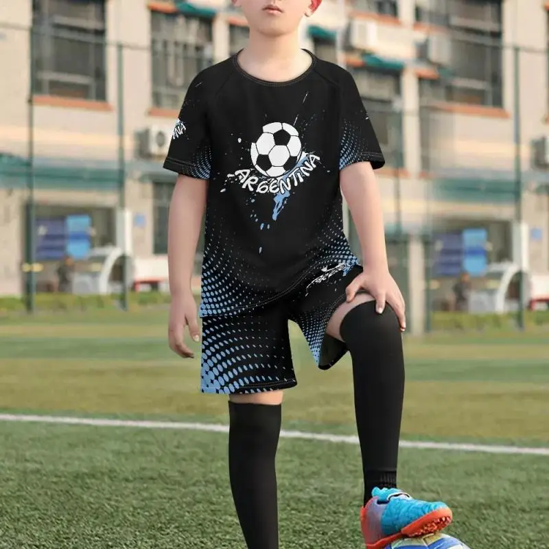 Youth Football Uniform National Team 3d Printed t-Shirt Short Sleeve Shorts Set High Quality Boys And Girls Sportswear Set kids