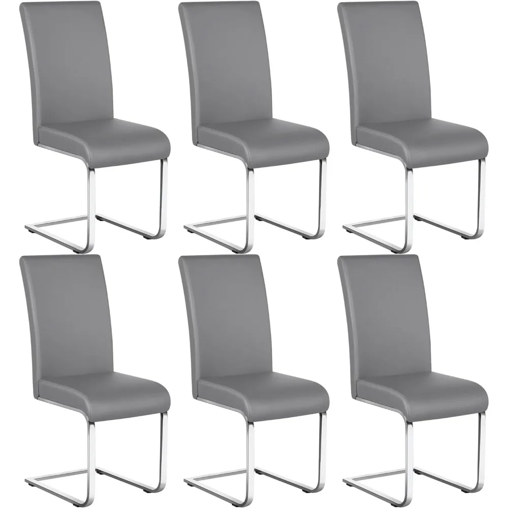 6PCS Kitchen Chairs High Back Modern Leather Padded Dinner Chair Armless Set of 6