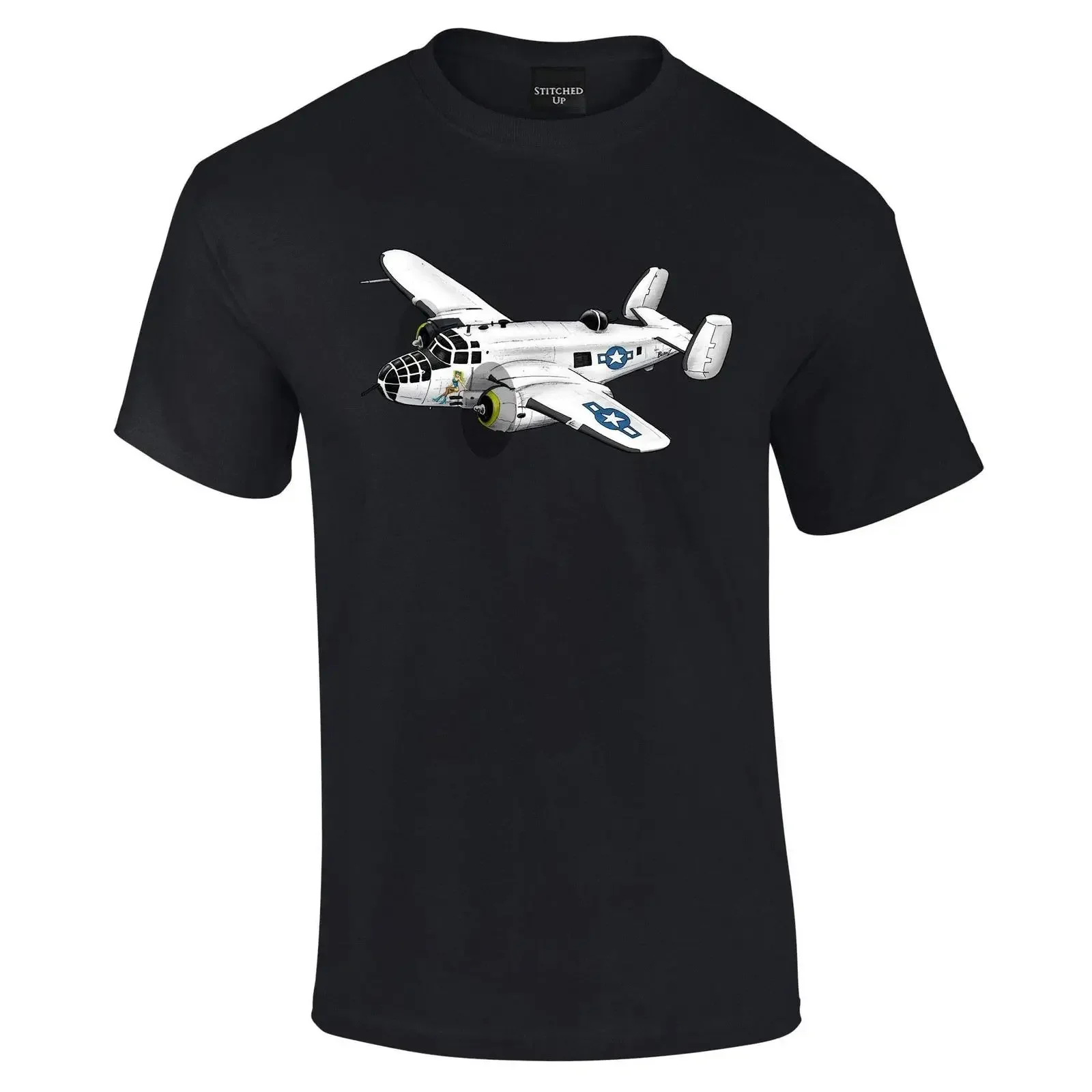 B25 Mitchell Bomber T Shirt for Aviation Enthusiasten Hand Drawn Design vintage Washed Comfortable Unisex designer clothes