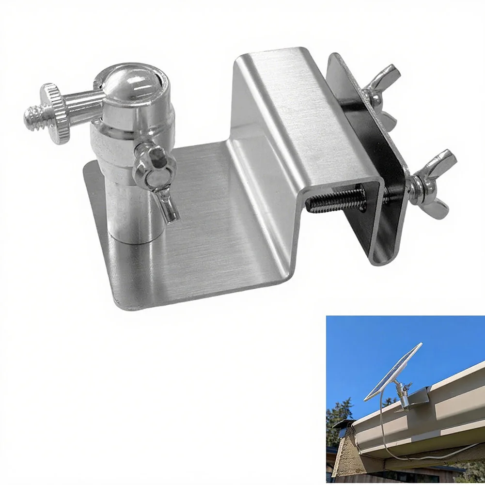 Stainless Steel Adjustable Gutter Mount Bracket for Eufy S220 Cameras and for Arlo Pro Series Solar Panels with 1/4-Inch Screw