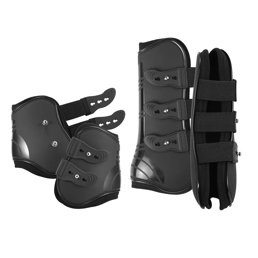 Botas de pata delantera y trasera para caballos, protección de tendón ecuestre, ajustable, 2/4 piezas