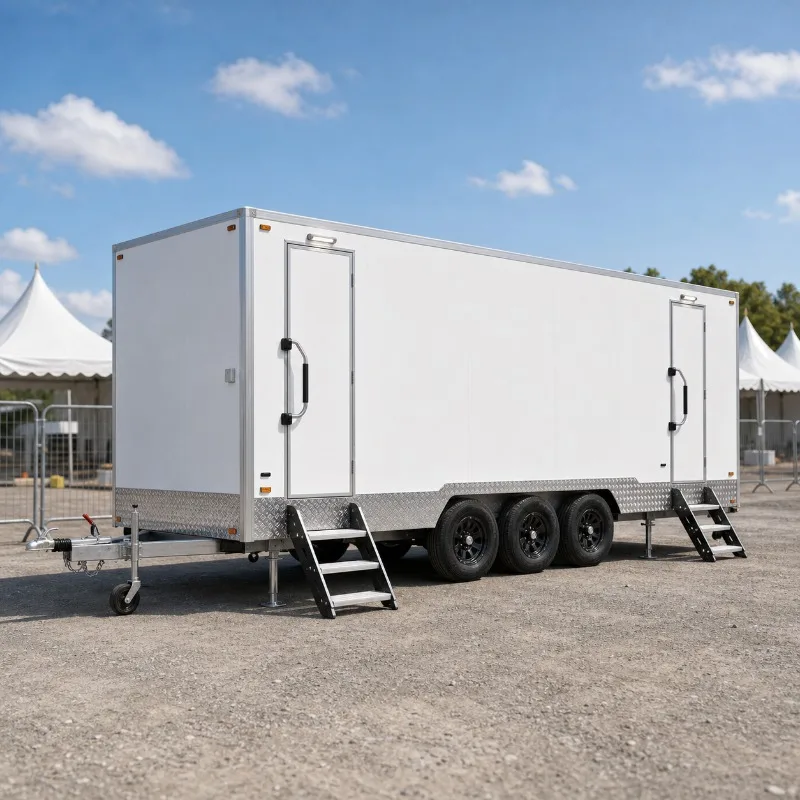 Customized DOT Standard 8.5m 10-Station Mobile Toilet Trailer 7+3 Portable Restroom Towable Unit Eco-Friendly Office Building Ho