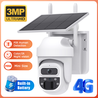 4G/WIFI 3MP Solar Powered Camera Rechargeable Battery PTZ Outdoor PIR Motion Detection 2-Way Audio Surveillance Camera