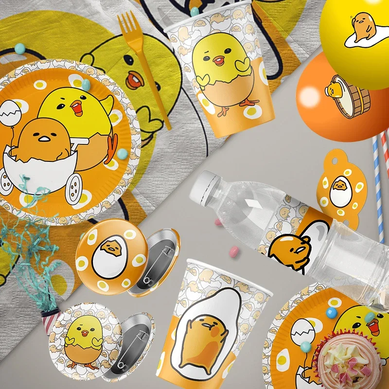 Gudetama: An Eggcellent Theme Birthday Party Cutlery Paper Cups Paper Plates Paper Disposable Party Decoration Supplies For Toys