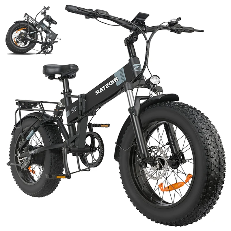 

Electric bicycle Ridstar H20 Fat Ebike, 48V 1000W 14AH, 20*4.0 tires, shock-absorbing front fork, 7 speeds, 45KM/H, maximum mile