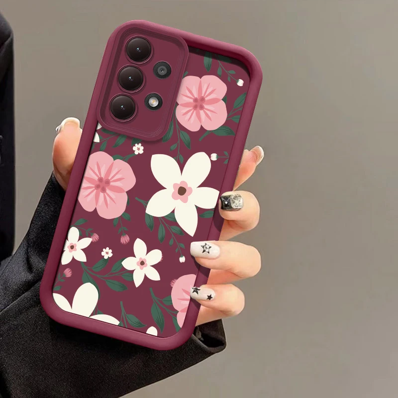 Telefoon Geval Voor Samsung Galaxy A55 A35 A25 A15 A54 A34 A24 A56 A36 A26 A17 A16 A14 A73 A53 A33 A23 A13 A72 Bloem Siliconen Cover