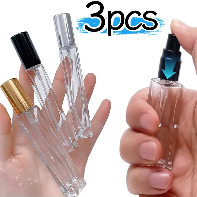 1/3Pcs 10ML Perfume Travel Spray Bottles Clear Glass Pray Atomizer Empty Sample Vials Refillable Travel Sample Spray Bottles