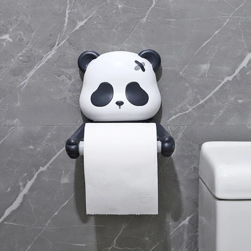 

Cartoon Panda Creative Roll Paper Tube Bathroom Toilet Toilet Paper Towel Box Wash Towel Shelf No Hole Punching