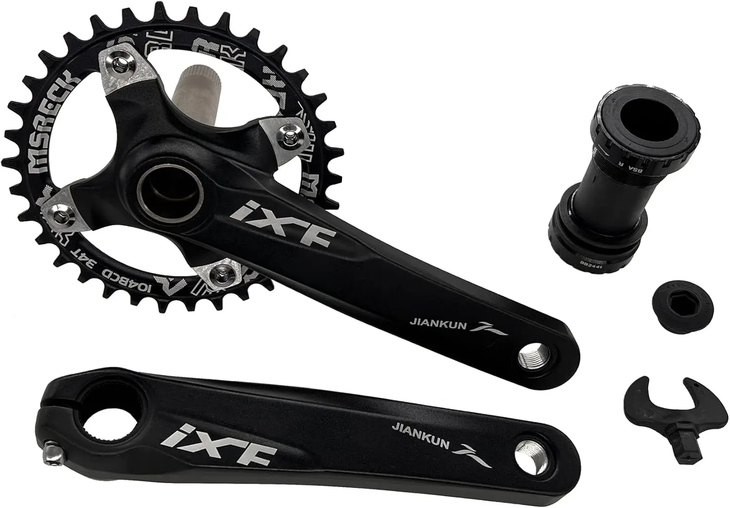 

Bike Crank Arm Set Mountain Cranksets 170mm 104 BCD with Bottom Bracket Kit and Chainring Bolts for MTB BMX Road Bicyle, Compati
