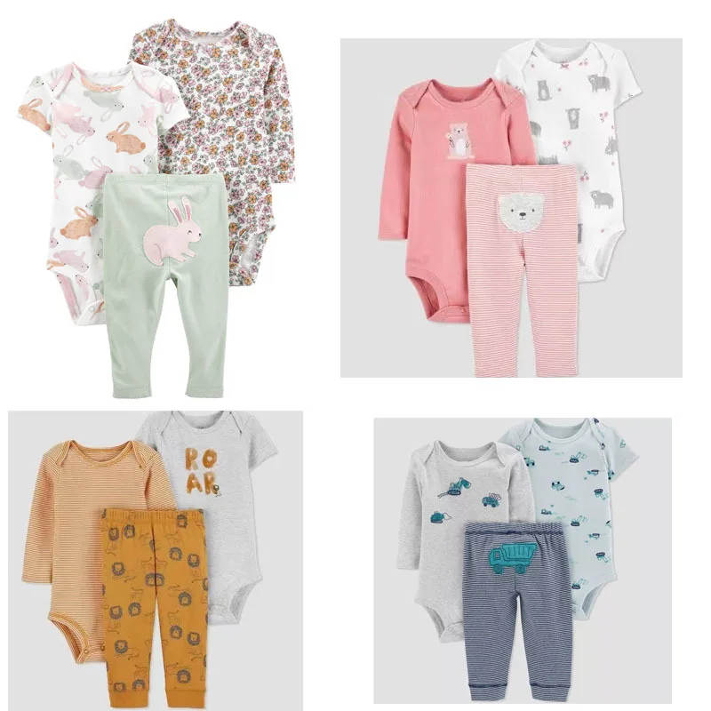 Baby onesie, male and female baby fart coat, Romper long-sleeved trousers set 3-piece set, newborn