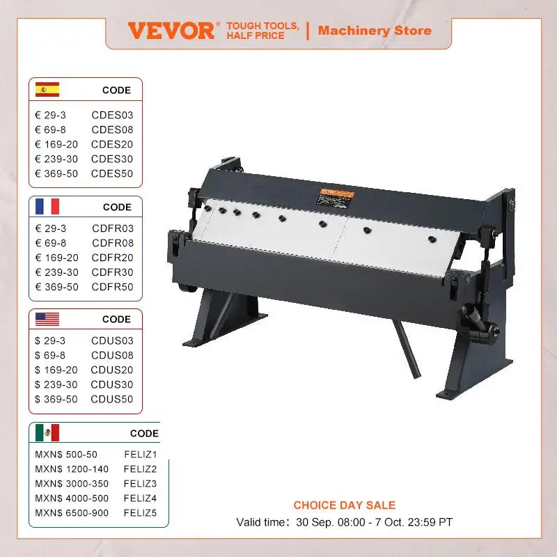 

VEVOR Box and Pan Brake 24Inch / 36Inch / 48Inch 0-130 Degrees Sheet Metal Bending Brake Portable Metal Bender for Metal Bending