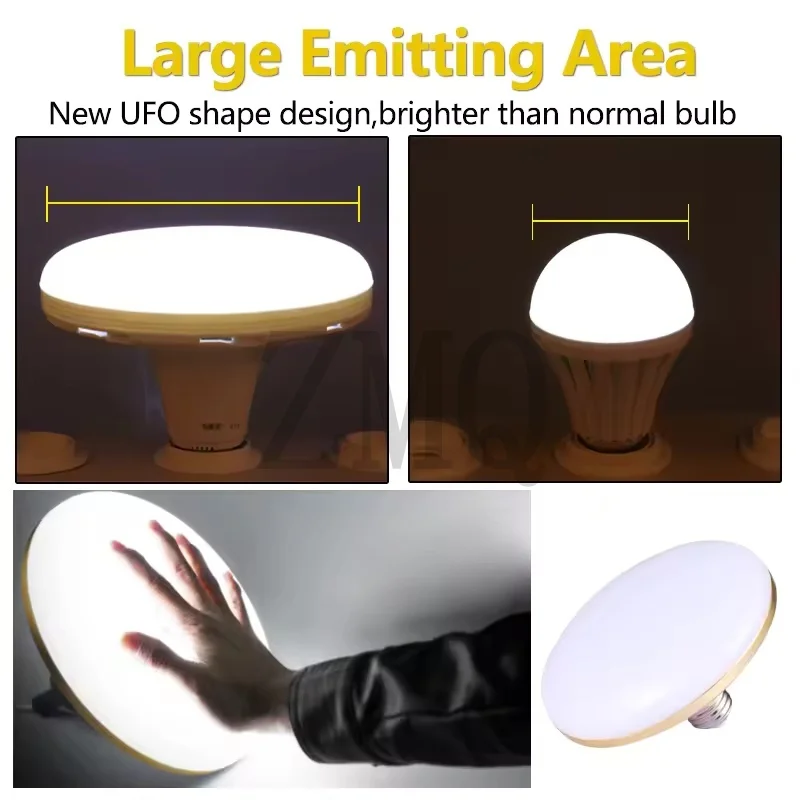 LED Bulb AC 220v E27 Base Household Energy Saving Lamp 30W Indoor Lighting Flying Saucer Light 6500k Ceiling Lamp Garage Light