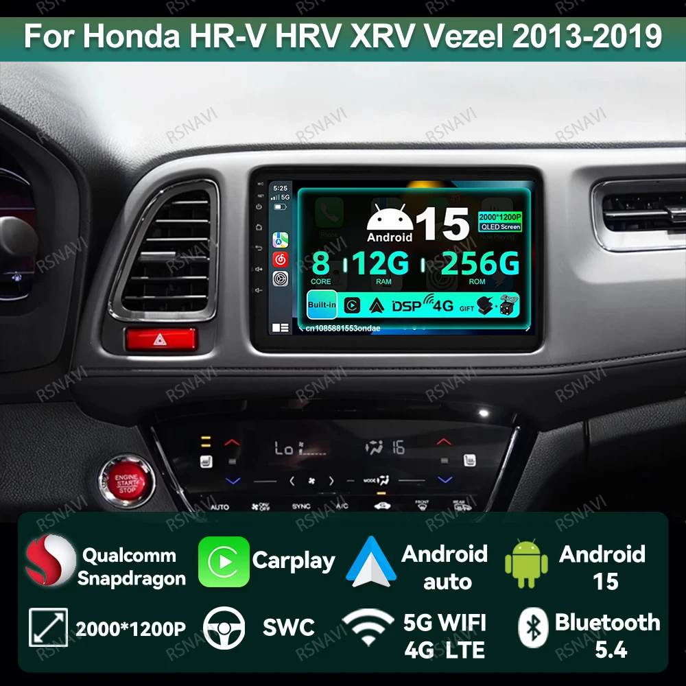 

Автомобильный радиоприемник Android 15 для Honda HR-V HRV XRV Vezel 2013-2017 2018 2019 5G WIFI GPS 4G LTE Navigation Qualcomm DSP Viedo Player BT