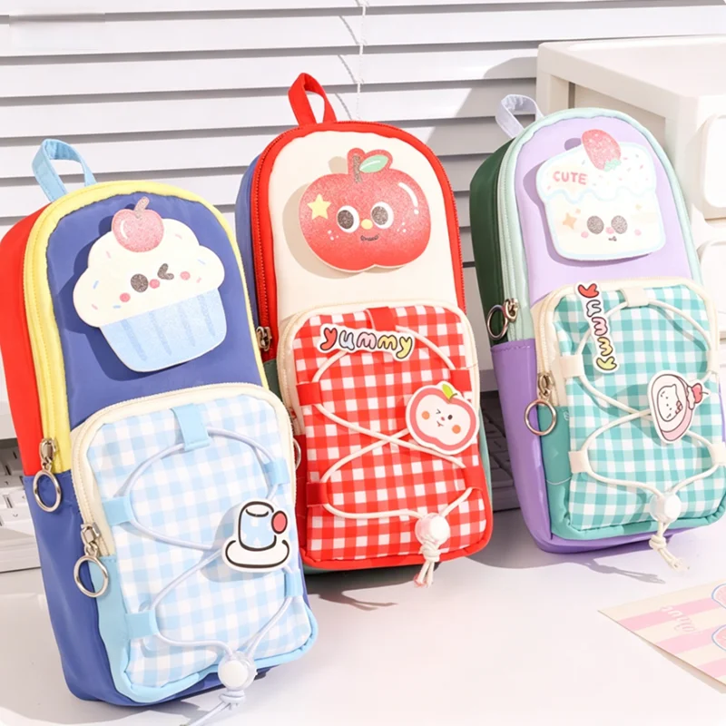Backpack-style Pencil Case with Cute Dessert Print, Multi-pocket  Stationery Bag