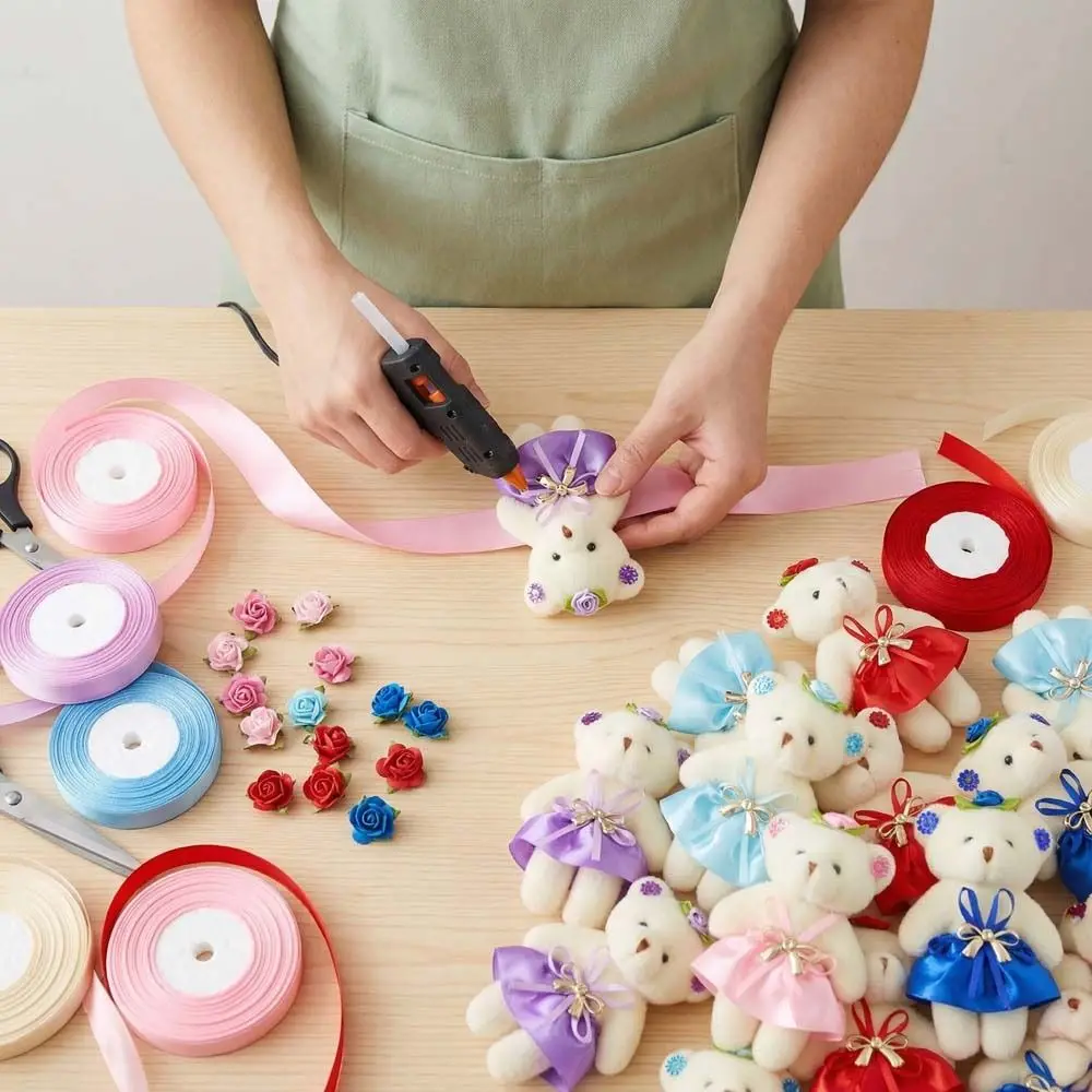 

10pcs/set Fluffy Stuffed Animal Mini Bear Flower Bouquet Cartoon DIY Cartoon Bouquet 12cm Bear Girl Birthday Gift