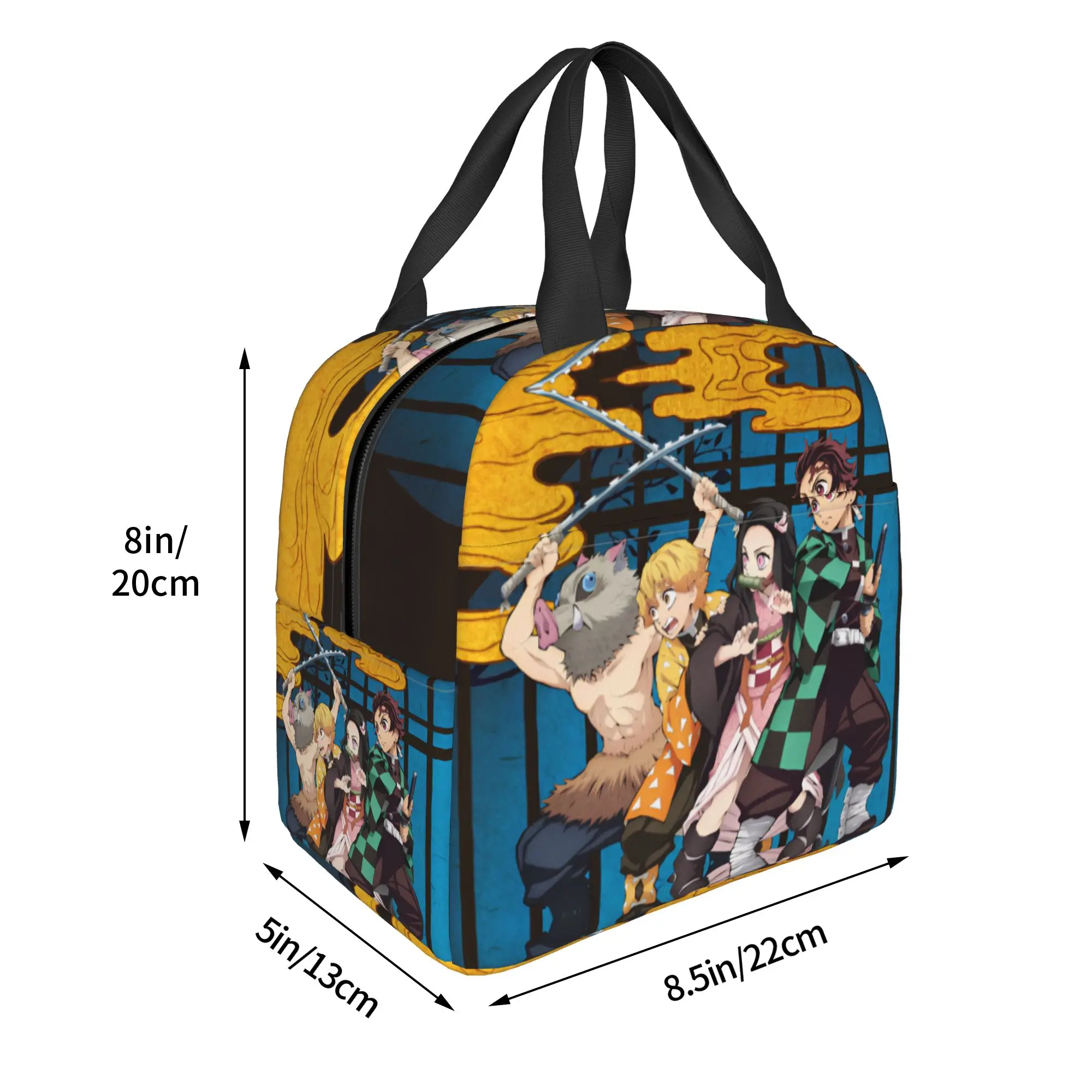 Custom Demon Slayers Insulated Lunch Tote Bag for Women Men Manga Resuable Thermal Cooler Food Lunch Box Work School Travel view 3