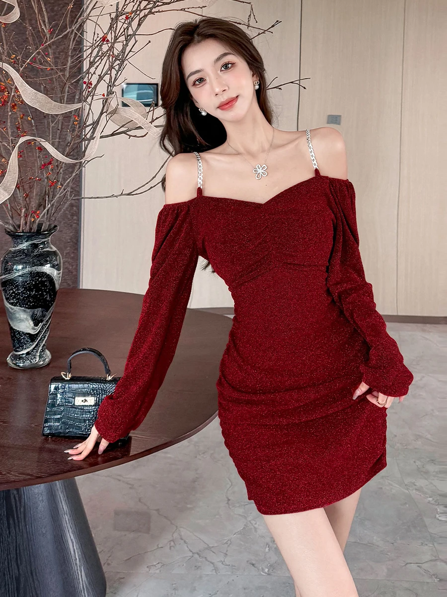 

Сексуальная длинная юбка све на одно плечо с облегающей талией и завязкой на талии для молодых женщин в зимнем сезона 20-х годов H-ape