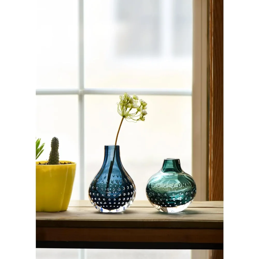 

Современный художественный набор стеклянных ваз для бутонов, синий, зеленый, тростниковый диффузор ручной работы, мини-цветочная центральная часть, домашний декор, подарок на Рождество