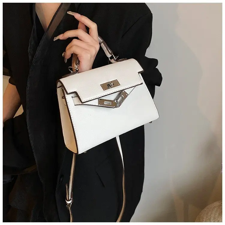 

2025 Summer 332 New Lock Shoulder Bag Sewing Line Platinum Bag Small Square Bag Fashion Simple High Sense