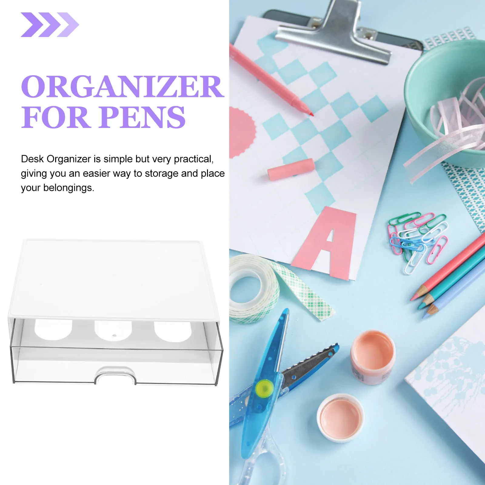 

Multi-Functional Desktop Storage Box White Desk Organizer For Office Stationery Sundries Holder Reusable Space-Saving