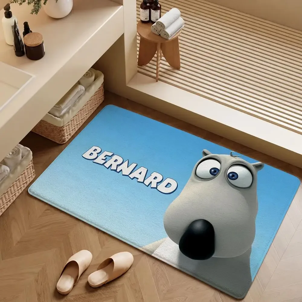 Cartoon Bernard Polar Bear Lloyd Eva Floor Mat Soft Flannel Entrance Doormat Non-Slip Washable Rug For Bedroom Home Decor