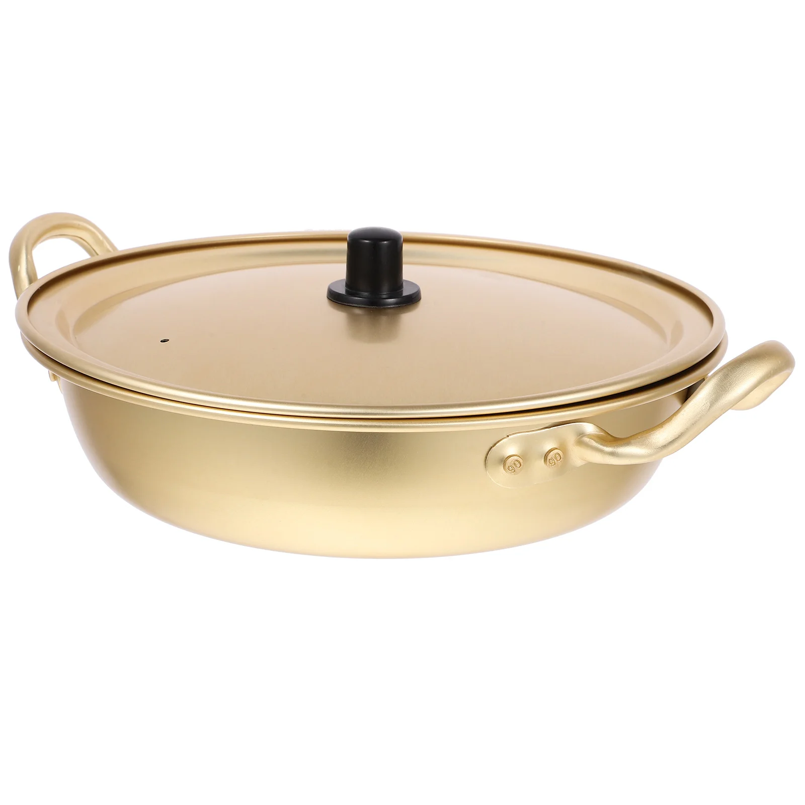 Pot Yellow Aluminum Alloy Soup for Bibimbap Pan Sauce Cooking Utensils Rapid Noodles Cooker with Lid Chafing Dish