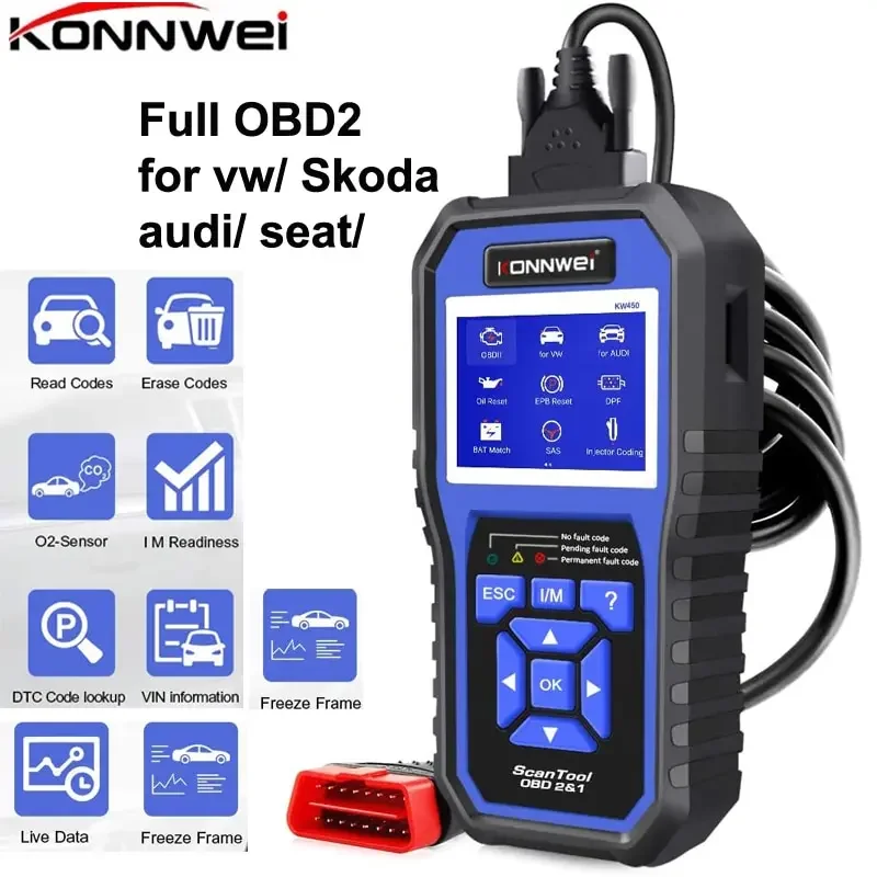 OBD2 Diagnostic OBDII Scanner Code Reader Oil EPB Reset DPF BAT Match SAS Throttle Match Suspension Lamp For vw seat skoda Audi