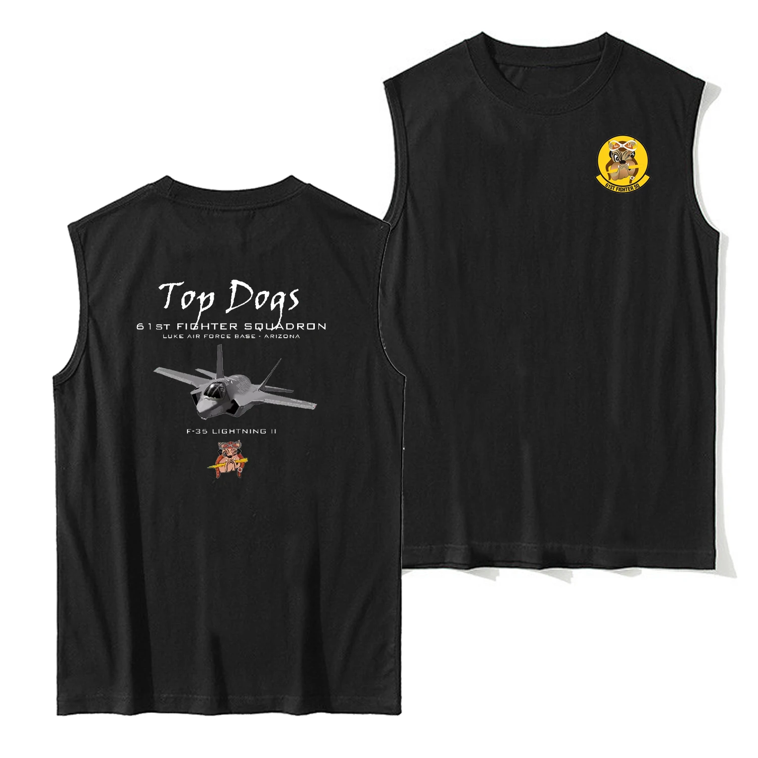 61st Top Dogs Squadron F-35 Lightning II Stealth Fighter Vest 100% Cotton O-Neck Summer Casual Mens Tanktop Sleeveless T-shirt