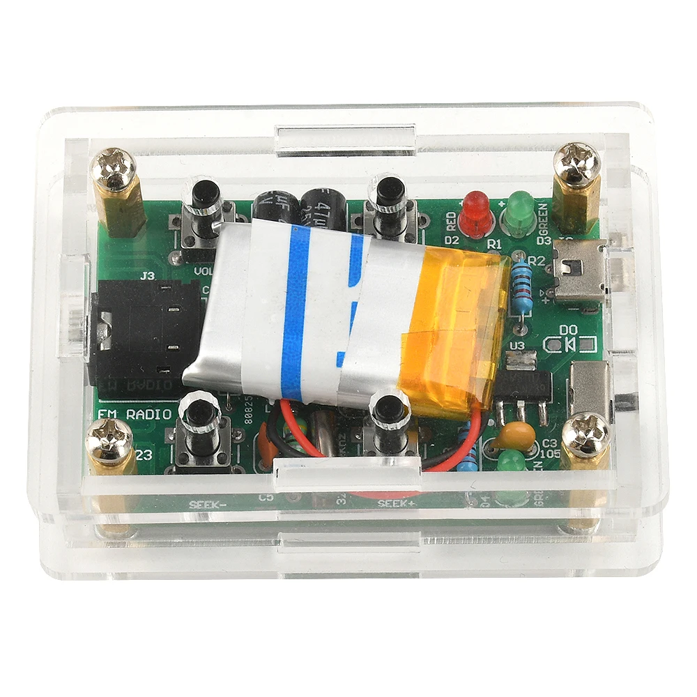 FM Radio DIY Kit 87-108MHZ Adjustable Frequency Dual Channel Stereo Digital Radio Soldering Practice Kit