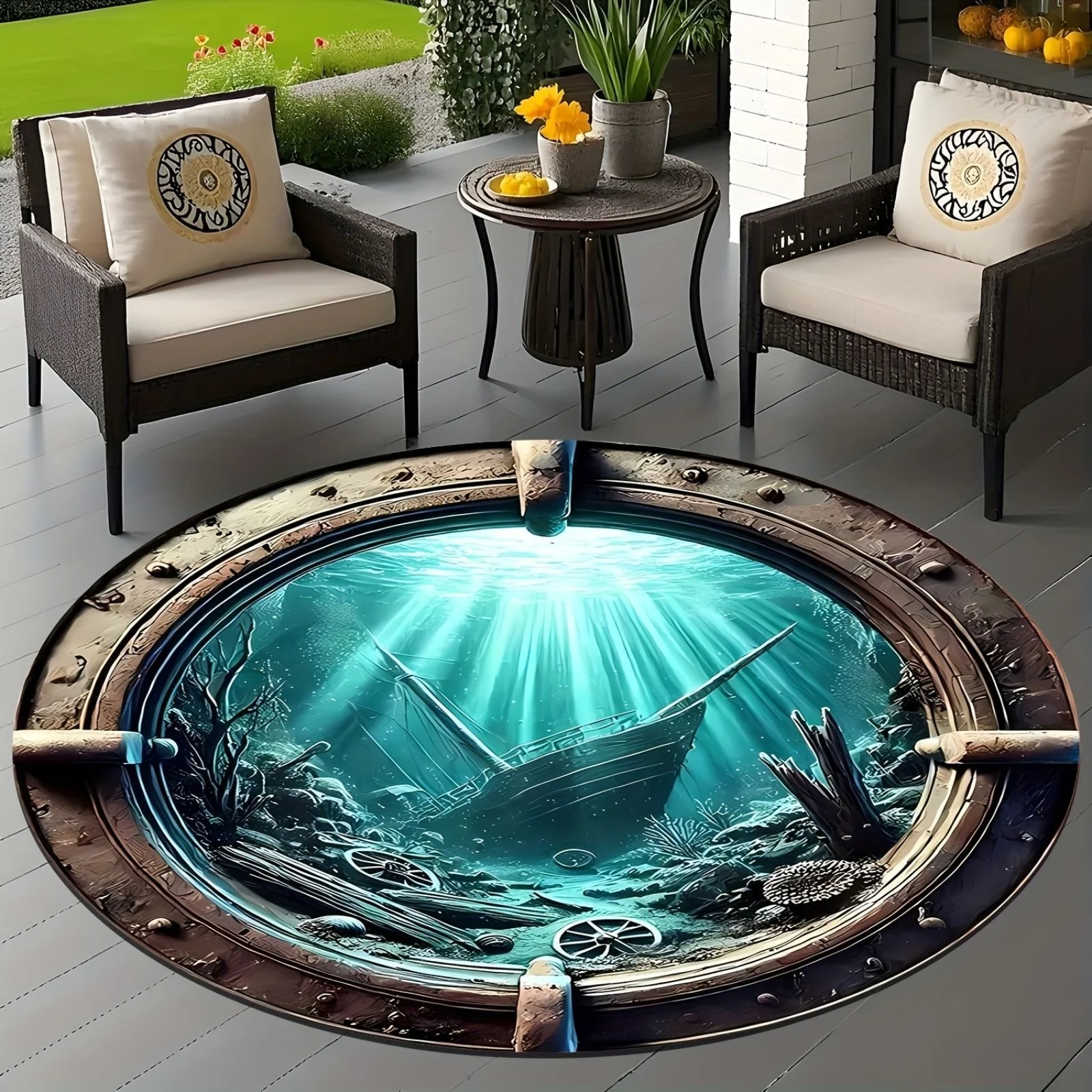 2D Interstellar Travel Stargate Print Round Rugs Carpet Floor Mats Playroom Upholstery Living Room Bedroom Gaming Rug