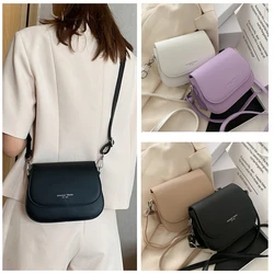 Mini sac à main à rabat en cuir PU pour femmes, sac à bandoulière de couleur unie, pochette Chic pour dames