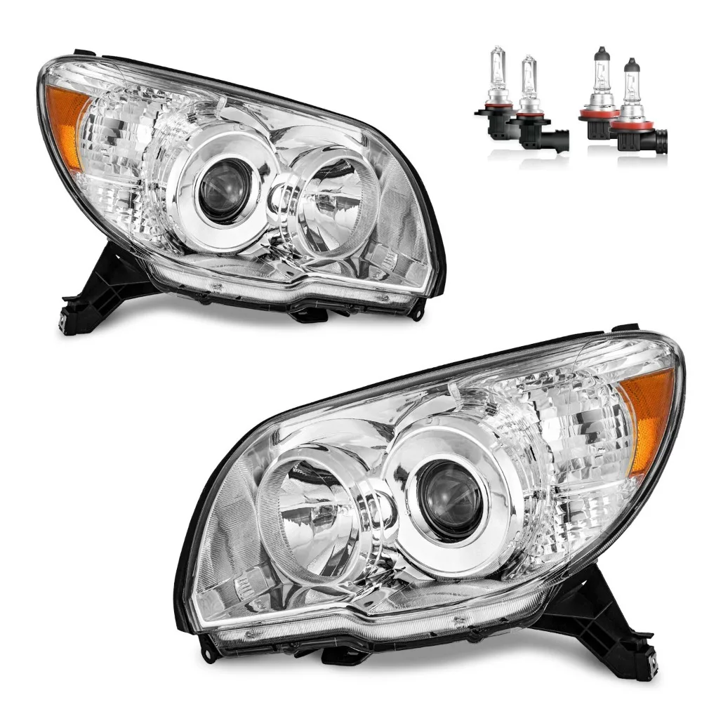 

Pair Headlights For 2006 2007 2008 2009 Toyota 4Runner w/Bulbs Chrome Left+Right