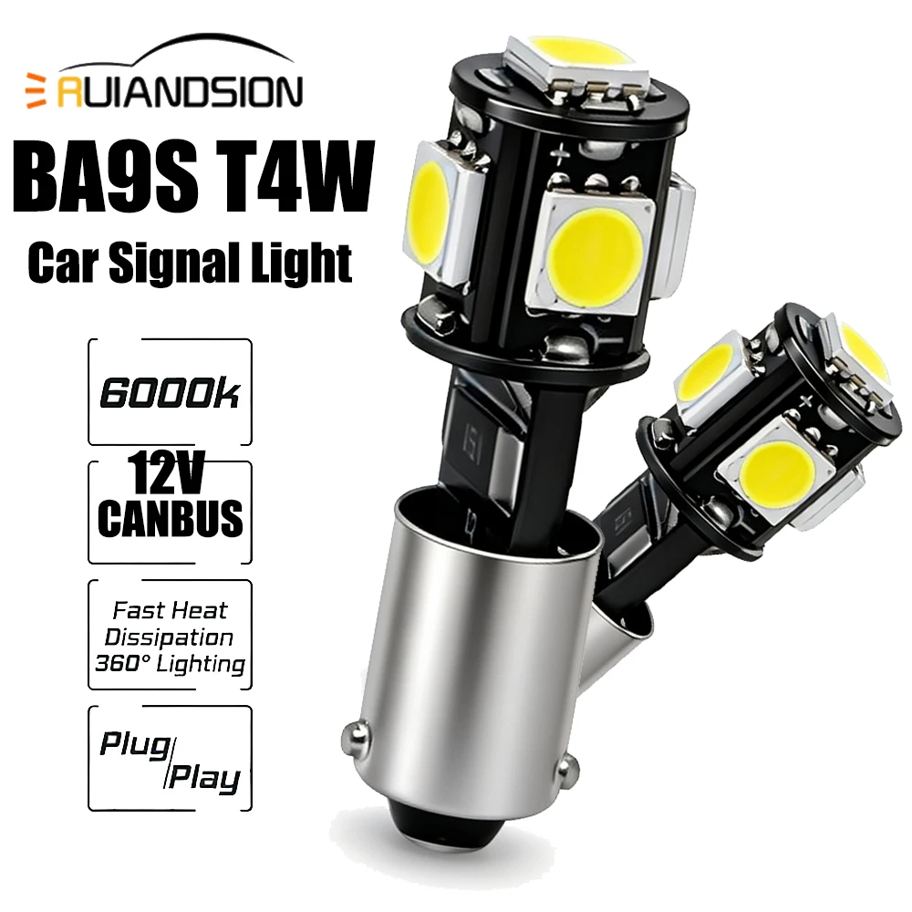 

RUIANDSION 1 BAX9S H6W CANBUS LED Bulb 12V 6000K White for Classic Old Car Dash Gauge Upgrade 360° Plug & Play