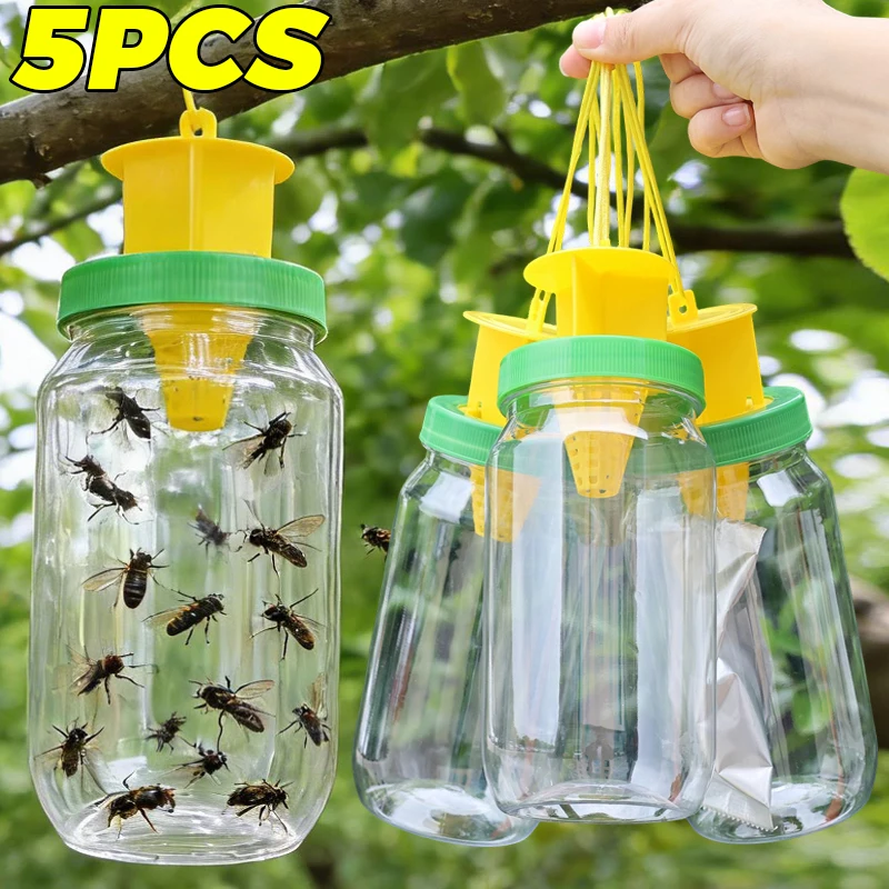 Hanging Fly Trap Bottles Outdoor Insect Trap Bottles with Attractant for Garden Farm Fruit Fly Catcher Home Pest Control Tools
