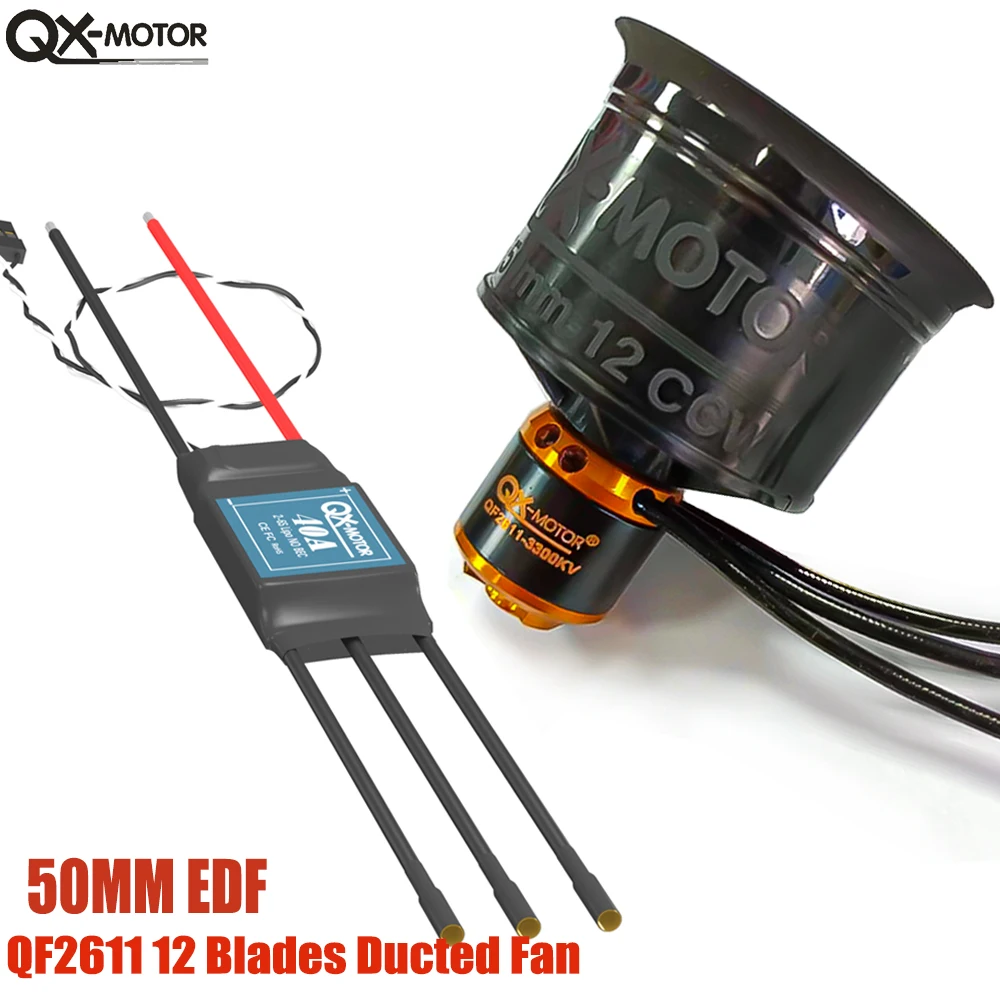 

QX-MOTOR 50mm EDF QF2611 12Blades Ducted Fan with Brushless Motor use 40A / 50A ESC For RC Multirotor Helicopter Jet Plane Parts