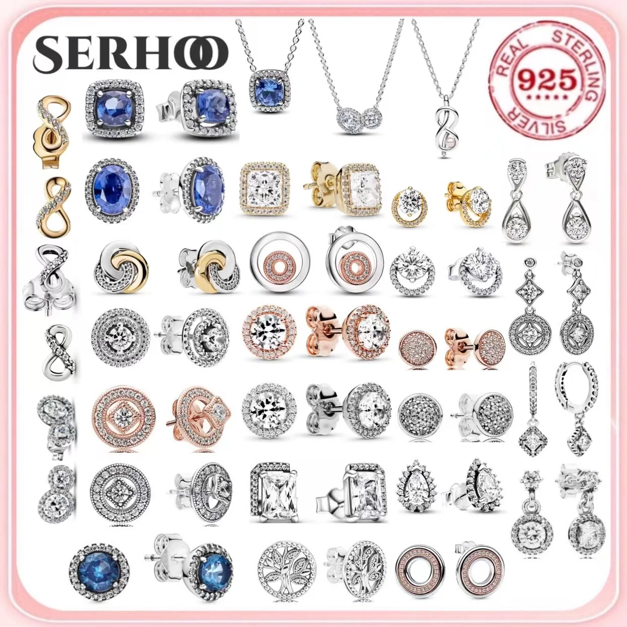 

Сверкающие серьги, оригинальные круглые и квадратные серьги из стерлингового серебра 925 пробы, ювелирные аксессуары для женщин, подарок на свадьбу