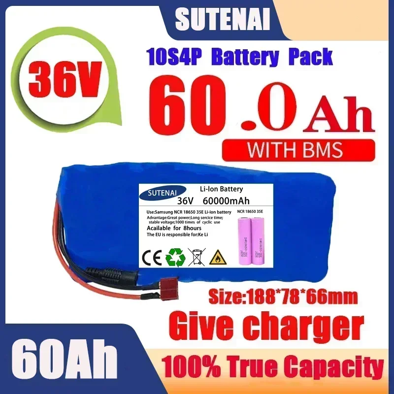 

Original 36V battery 10S4P120Ah battery pack 500W high power battery 42V 120000mAh Ebike electric bike BMS+42V2A Charger