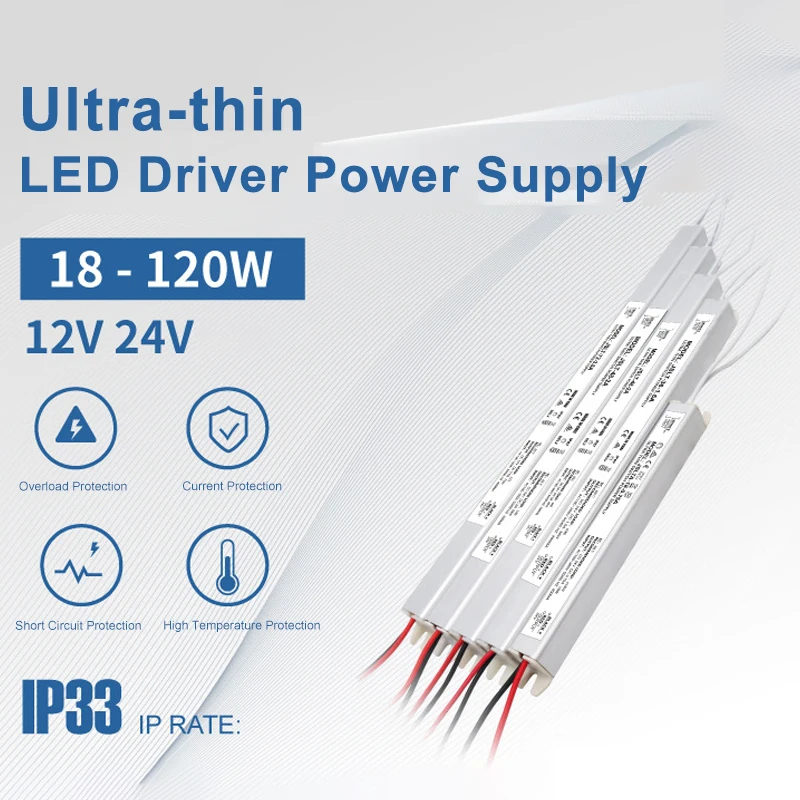 

12V 24V Ultra Thin LED Power Supply 18W 24W 36W 48W 60W 72W Slim Advertising Light Box Switch LED Driver Lighting Transformer