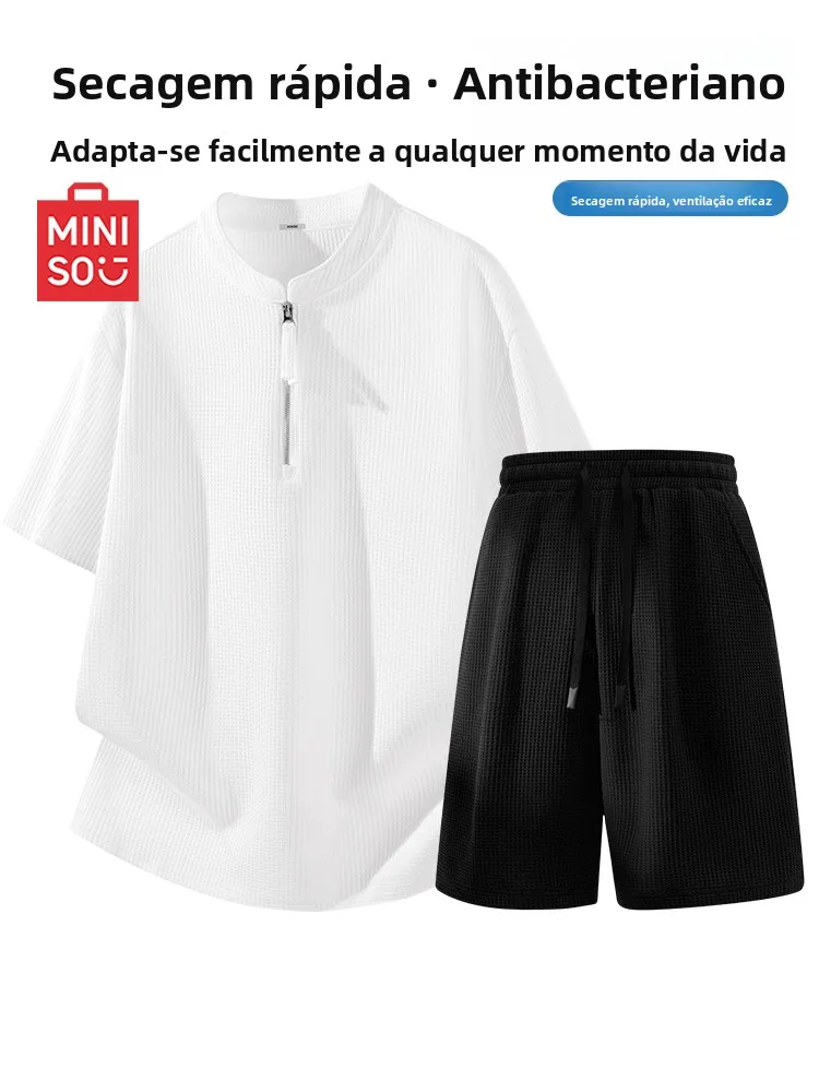 cool-men's-fashion-set-quick-dry-short-sleeve-summer-shorts-polyester-fiber-youth-sports-casual-t-shirt-and-pants-ensemble