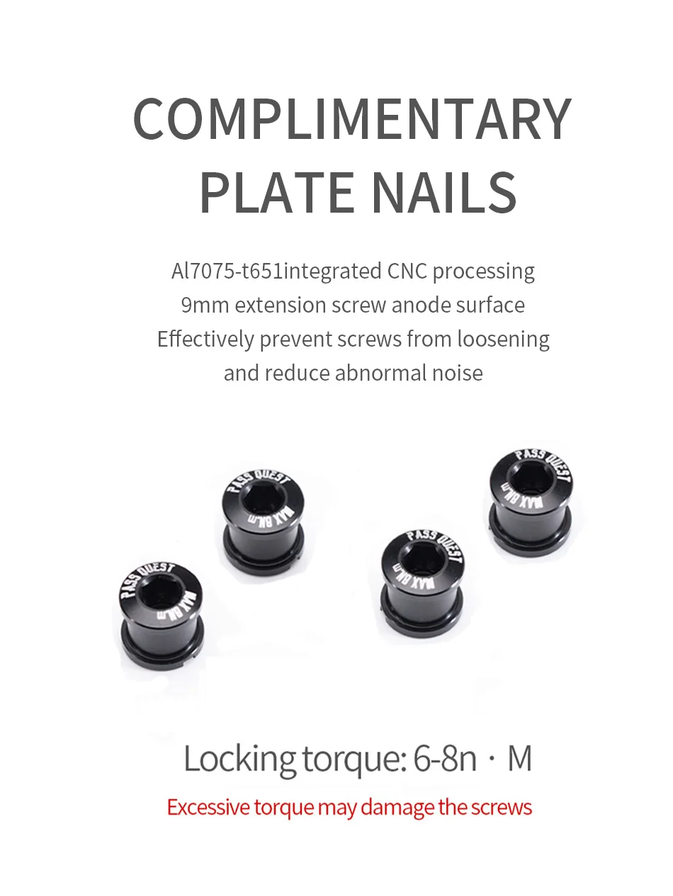 Pass quest x110 bcd (4-bolt aero) rundes schwarzes schmales breites Kettenblatt – Detail 17