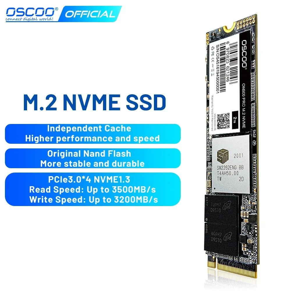 OSCOO M.2 2280 Hard Disk Internal solid-state drive NVMe 256GB 512GB SSD PCIe3.0 X4 3D TLC untuk Laptop Desktop harga pabrik