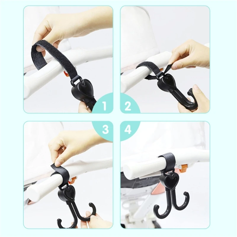 Pram Hook for Shopping Bag Diaper Bag Hanging Double Hook Multi-Purpose Heavy-Bearing Hook Outdoor Travel Gear